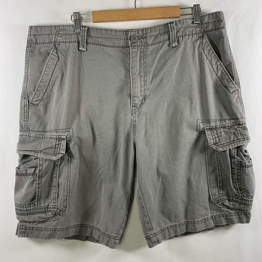 VTG Union Bay Mens Y2K Cargo Shorts Size 38 Gray Utility Baggy Grunge Skate 00s